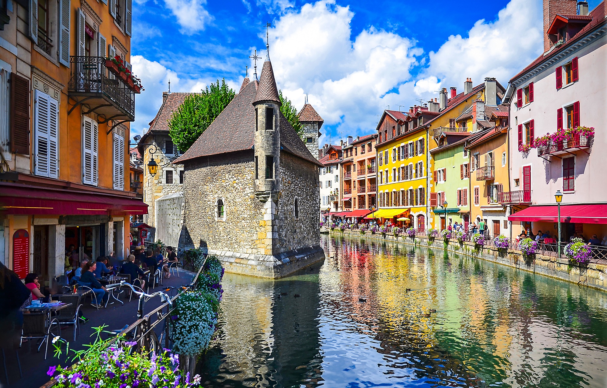 Island Palace Annecy in France River town in France Annecy Castle 